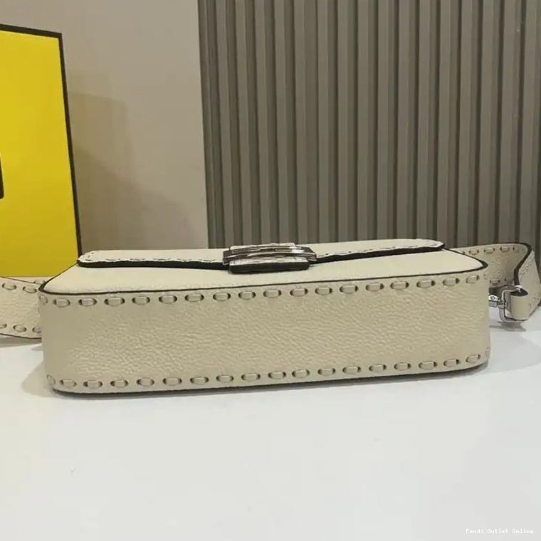 Cheap Selleria Romano In Baguette Medium Beige Bag Fendi Cuoio Leather 0608
